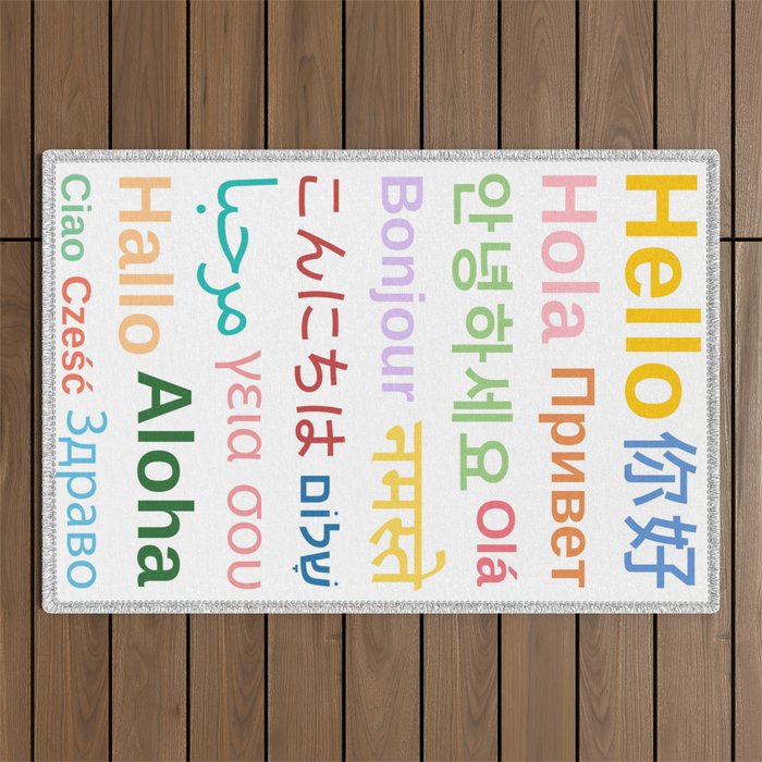 Hello In Different Languages Outdoor Rug Gallery Image 1