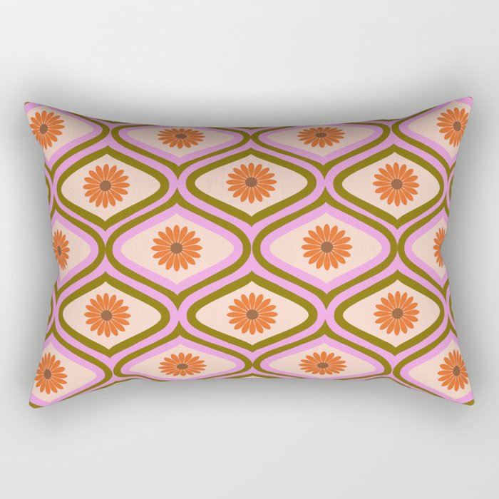 70s Disco Daisy Flower Pattern Rectangular Pillow Gallery Image 2