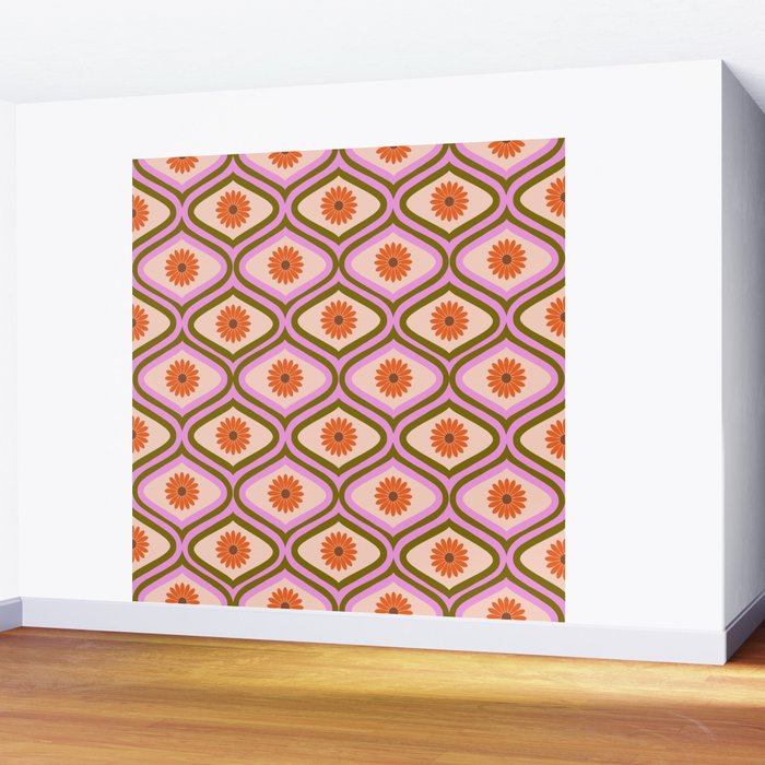 70s Disco Daisy Flower Pattern Wall Mural Gallery Image 2