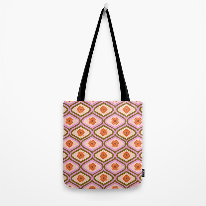 70s Disco Daisy Flower Pattern Tote Bag Gallery Image 2