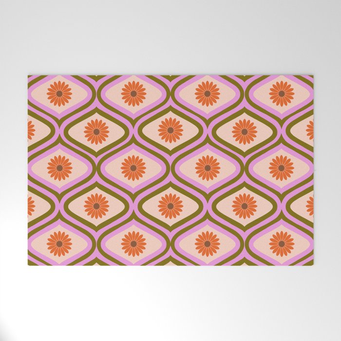 70s Disco Daisy Flower Pattern Welcome Mat Gallery Image 1