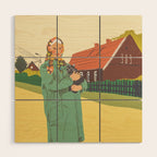 Woman with a cat Wood Wall Art Gallery Image 1