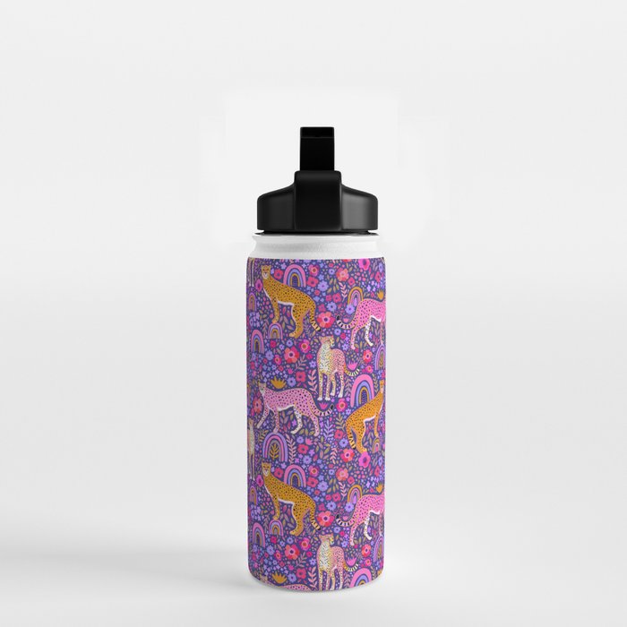 Cheetah in a Rainbow Garden Water Bottle Gallery Image 2