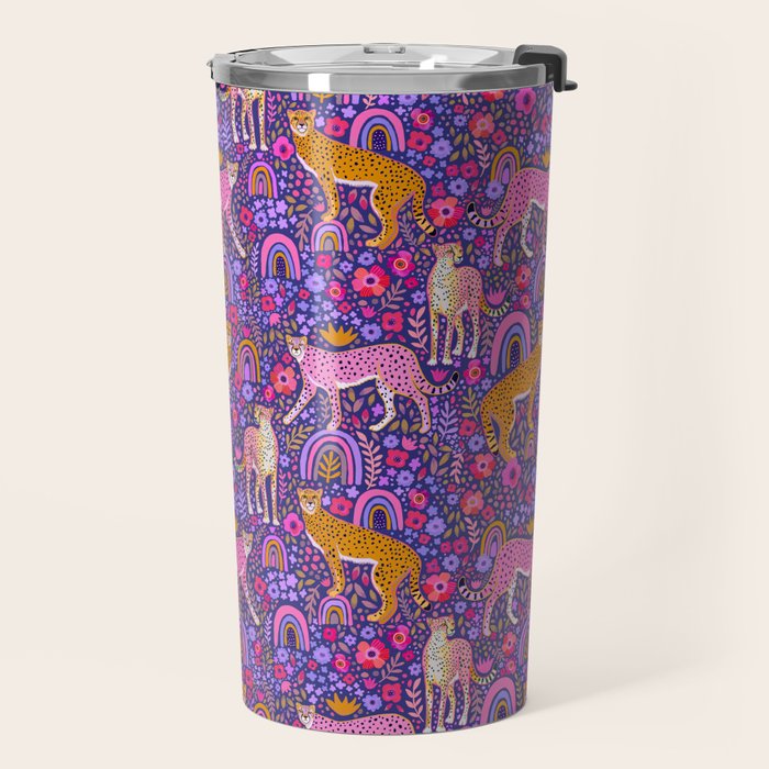 Cheetah in a Rainbow Garden Travel Mug Gallery Image 2
