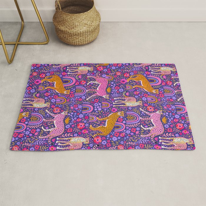 Cheetah in a Rainbow Garden Rug Gallery Image 1