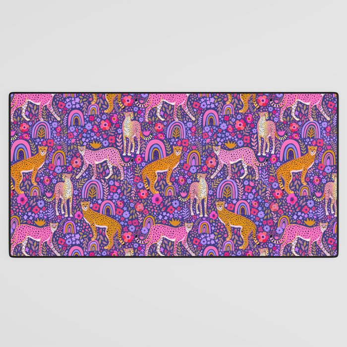 Cheetah in a Rainbow Garden Desk Mat Gallery Image 3