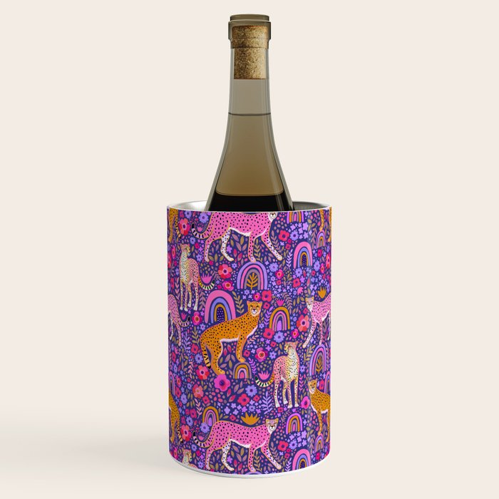 Cheetah in a Rainbow Garden Wine Chiller