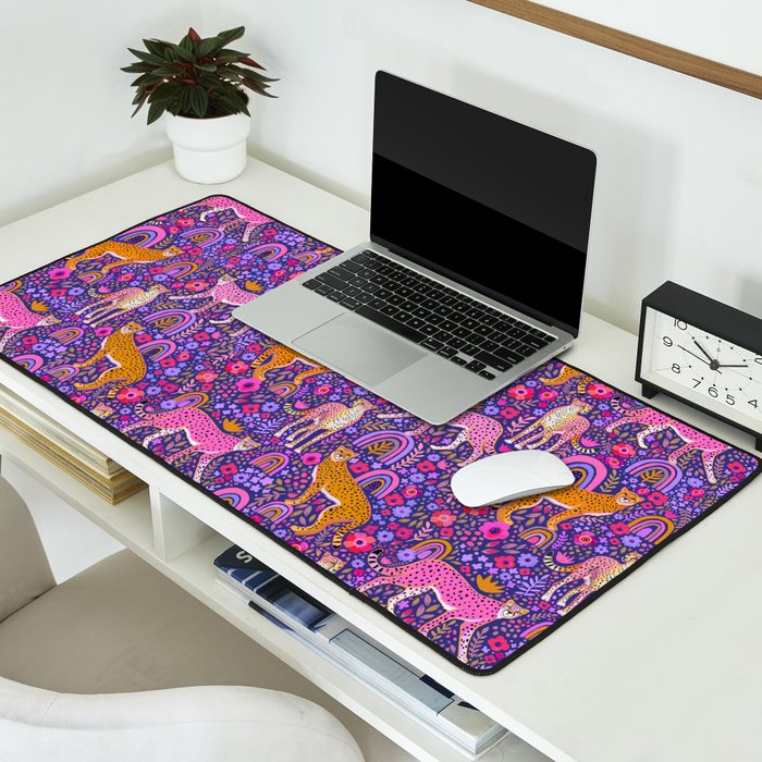 Cheetah in a Rainbow Garden Desk Mat Gallery Image 2