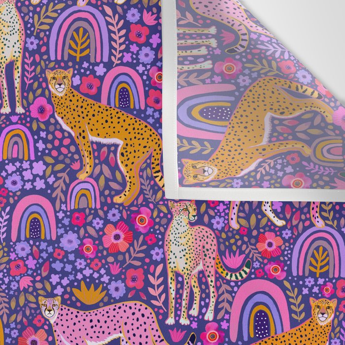 Cheetah in a Rainbow Garden Wall Tapestry Gallery Image 3