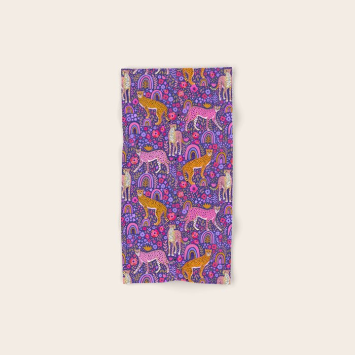 Cheetah in a Rainbow Garden Bath Towel Gallery Image 1