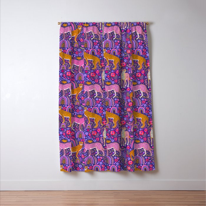 Cheetah in a Rainbow Garden Window Curtain Gallery Image 3