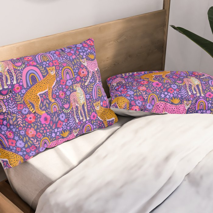 Cheetah in a Rainbow Garden Pillow Sham Gallery Image 2