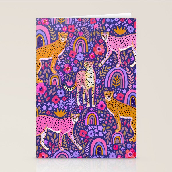 Cheetah in a Rainbow Garden Stationery Card Gallery Image 2