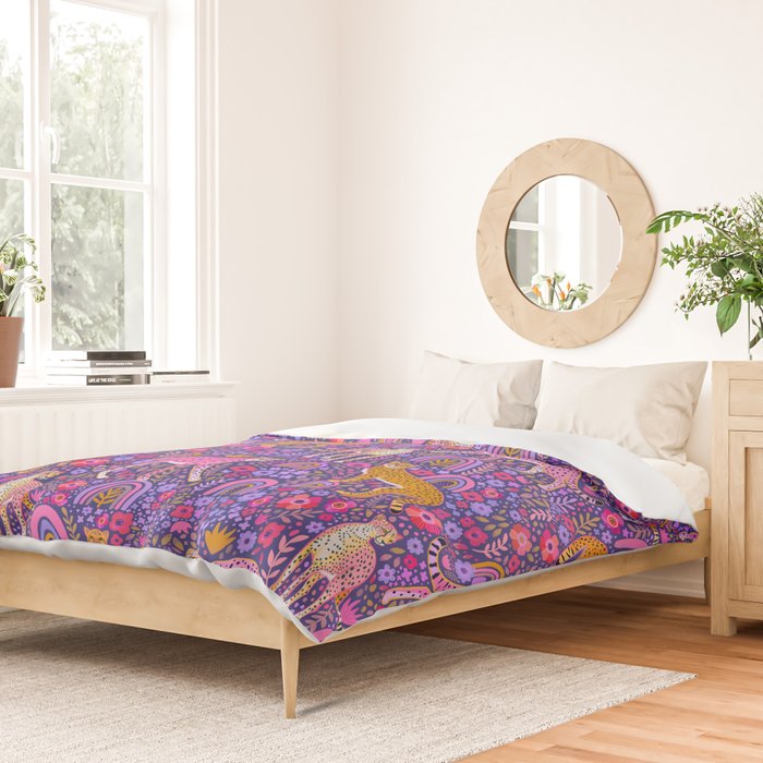 Cheetah in a Rainbow Garden Duvet Cover Gallery Image 2