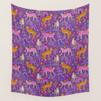 Cheetah in a Rainbow Garden Wall Tapestry Gallery Image 4