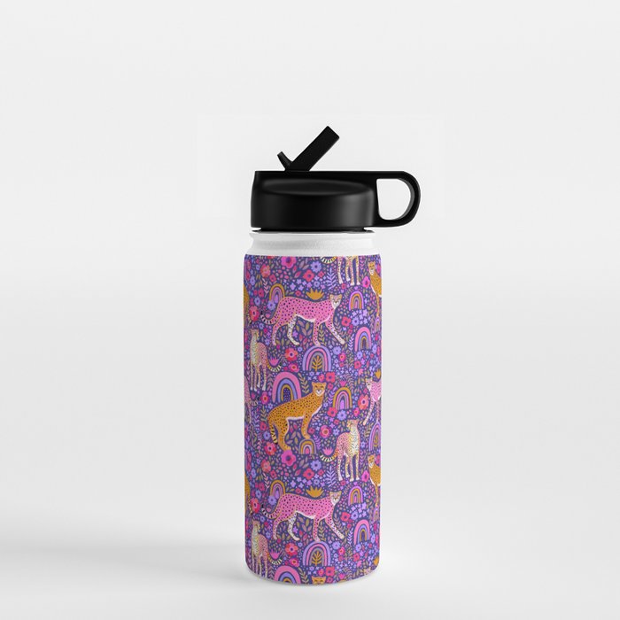 Cheetah in a Rainbow Garden Water Bottle Gallery Image 1