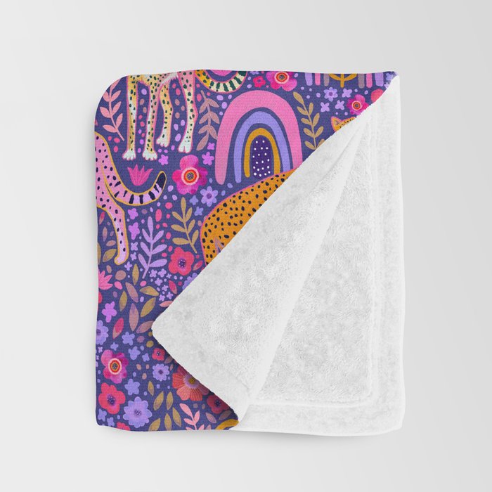 Cheetah in a Rainbow Garden Throw Blanket Gallery Image 3