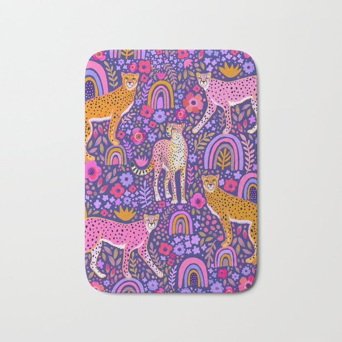 Cheetah in a Rainbow Garden Bath Mat Gallery Image 1