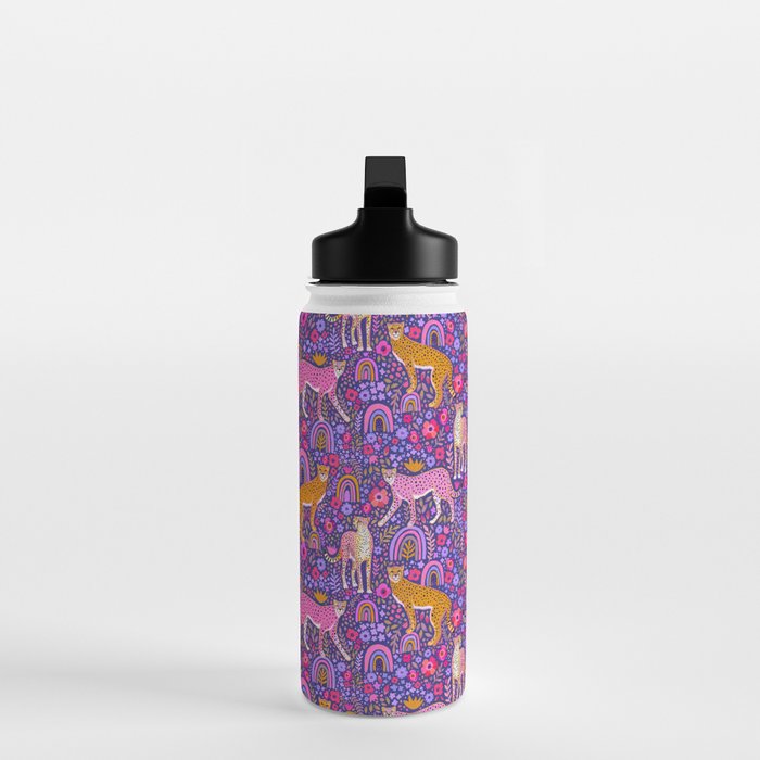 Cheetah in a Rainbow Garden Water Bottle Gallery Image 3