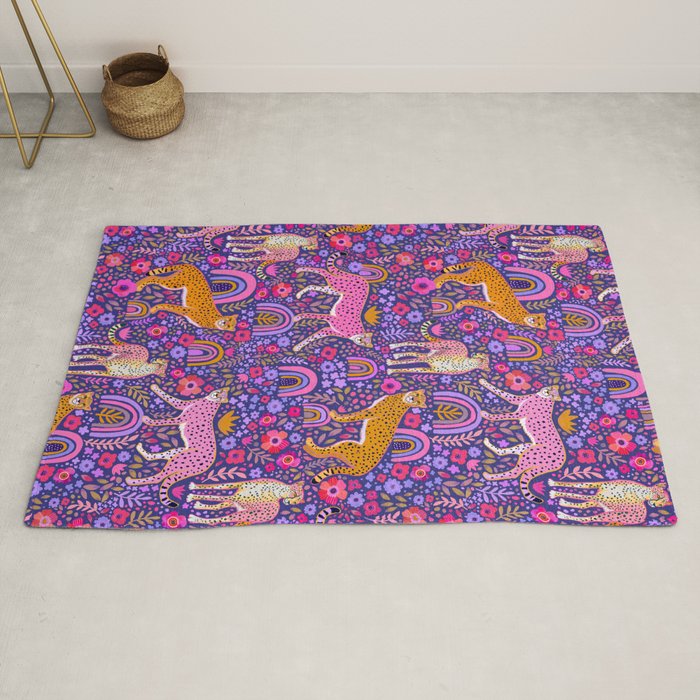 Cheetah in a Rainbow Garden Rug Gallery Image 2