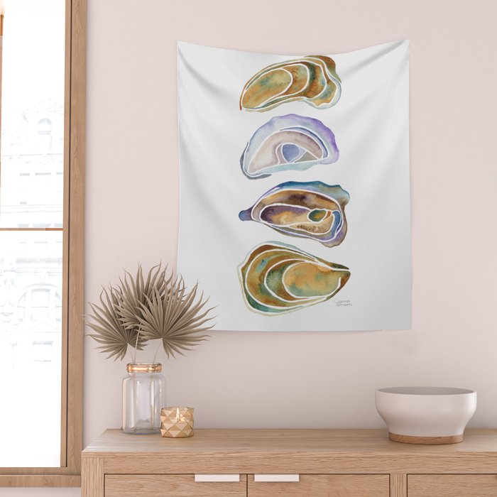Watercolor Oysters Wall Tapestry Gallery Image 2