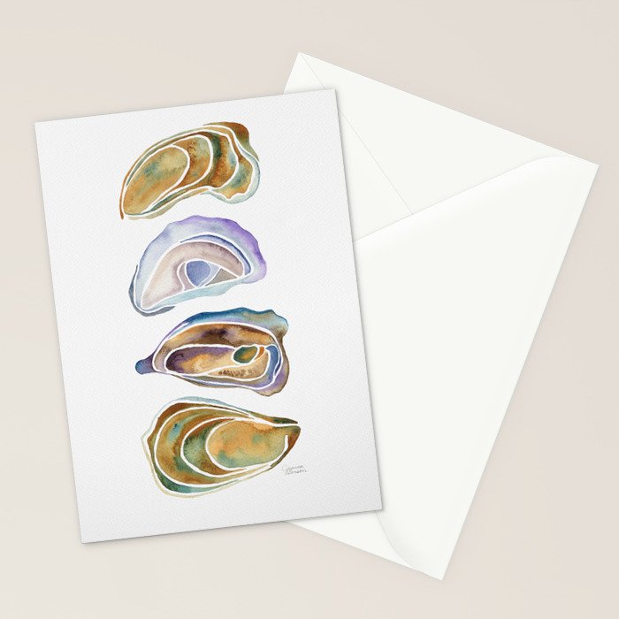 Watercolor Oysters Stationery Card Gallery Image 2