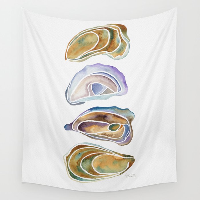 Watercolor Oysters Wall Tapestry Gallery Image 4