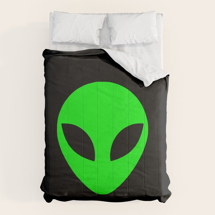 Black and Green Alien Head Shape Comforter Gallery Image 6