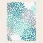 Floral Pattern, Aqua, Teal, Turquoise and Gray Poster Gallery Image 4