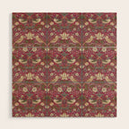 William Morris Strawberry Thief Plum Wine Wood Wall Art Gallery Image 1