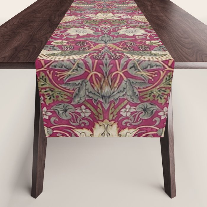 William Morris Strawberry Thief Plum Wine Table Runner Gallery Image 1