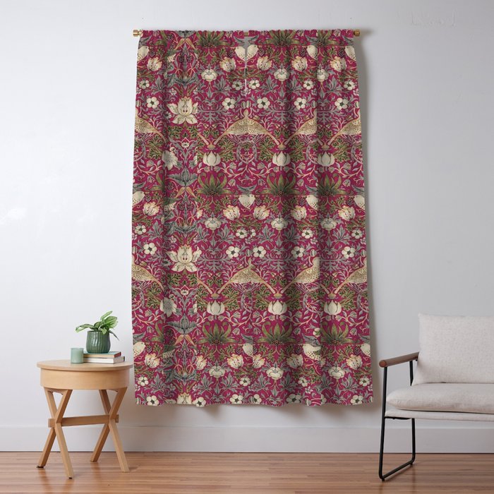 William Morris Strawberry Thief Plum Wine Window Curtain Gallery Image 5