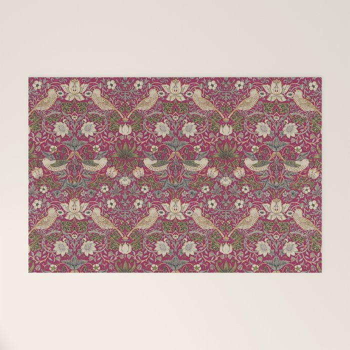 William Morris Strawberry Thief Plum Wine Welcome Mat Gallery Image 1