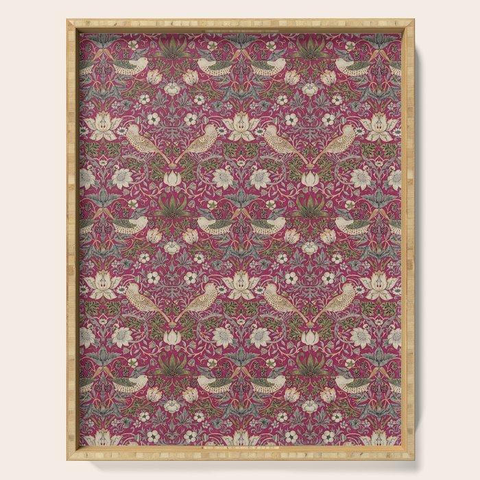 William Morris Strawberry Thief Plum Wine Serving Tray Gallery Image 1
