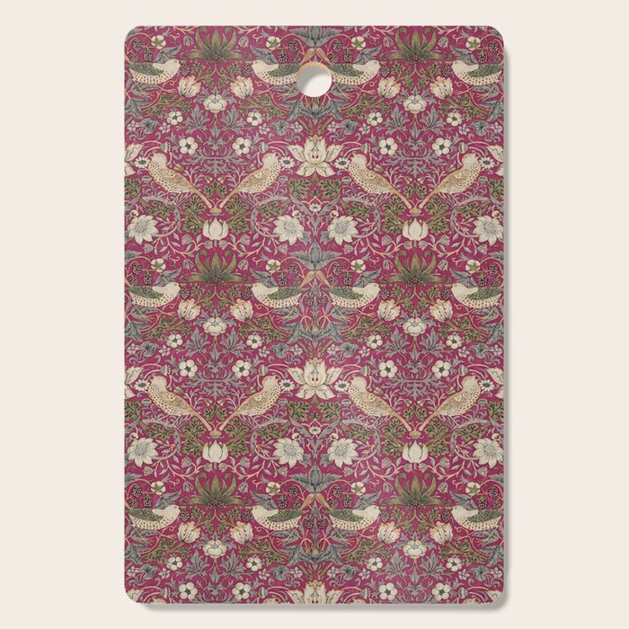 William Morris Strawberry Thief Plum Wine Cutting Board Gallery Image 1