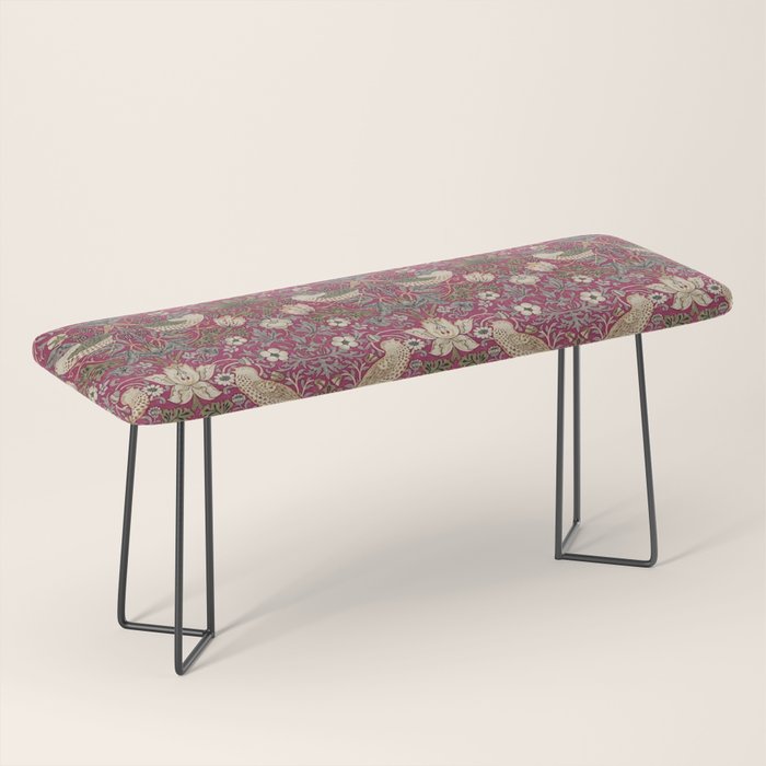 William Morris Strawberry Thief Plum Wine Bench Gallery Image 1