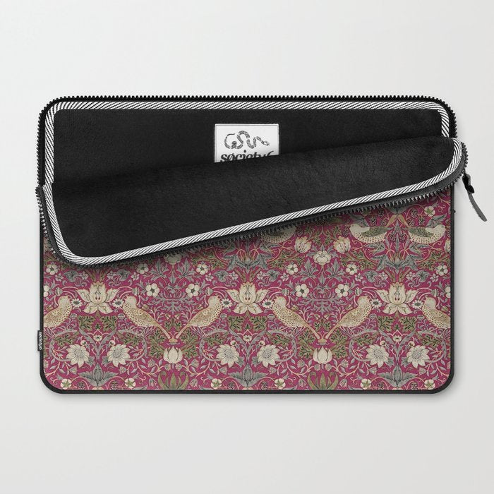 William Morris Strawberry Thief Plum Wine Laptop Sleeve Gallery Image 2