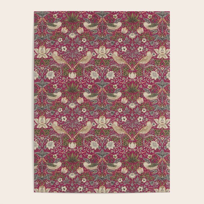William Morris Strawberry Thief Plum Wine Poster Gallery Image 4