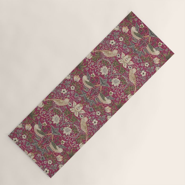 William Morris Strawberry Thief Plum Wine Yoga Mat Gallery Image 1