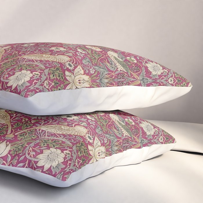 William Morris Strawberry Thief Plum Wine Pillow Sham Gallery Image 3
