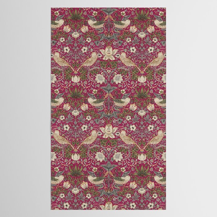 William Morris Strawberry Thief Plum Wine Tablecloth Gallery Image 2