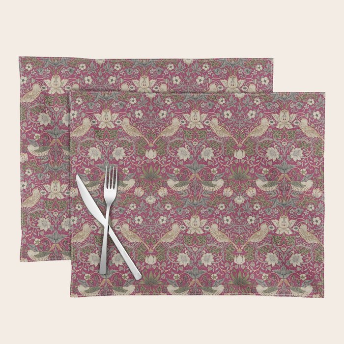 William Morris Strawberry Thief Plum Wine Placemat Gallery Image 1