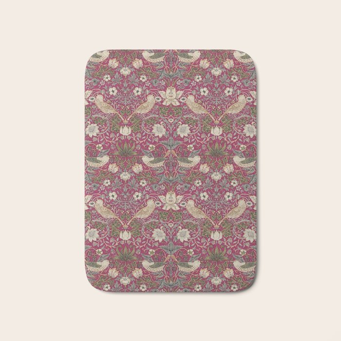 William Morris Strawberry Thief Plum Wine Bath Mat Gallery Image 1