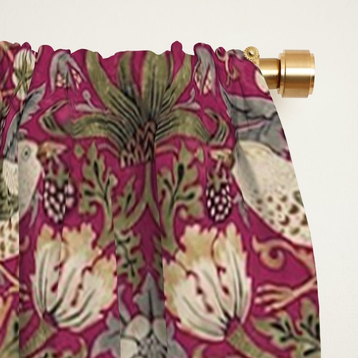 William Morris Strawberry Thief Plum Wine Window Curtain Gallery Image 2