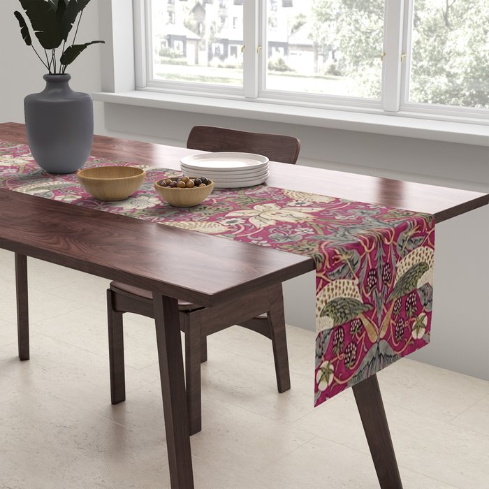 William Morris Strawberry Thief Plum Wine Table Runner Gallery Image 2