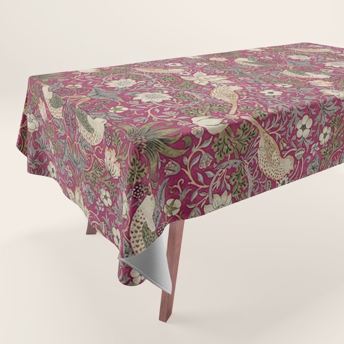 William Morris Strawberry Thief Plum Wine Tablecloth Gallery Image 1