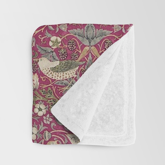 William Morris Strawberry Thief Plum Wine Throw Blanket Gallery Image 3