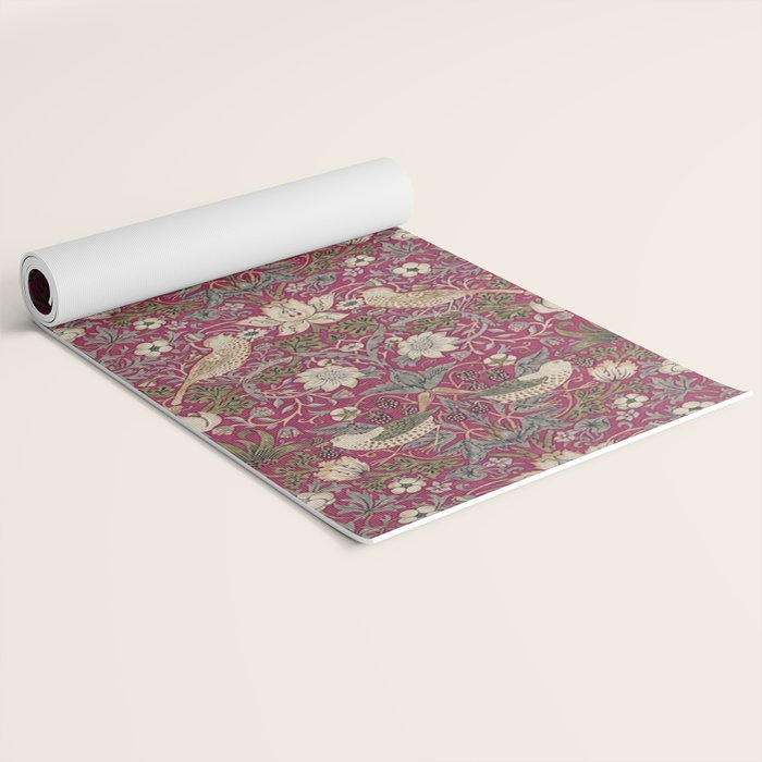 William Morris Strawberry Thief Plum Wine Yoga Mat Gallery Image 2