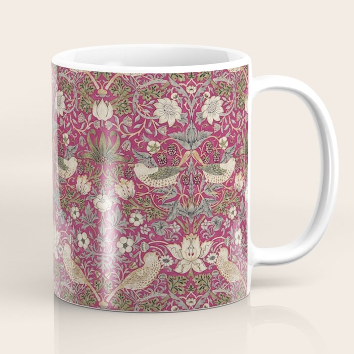 William Morris Strawberry Thief Plum Wine Coffee Mug Gallery Image 1