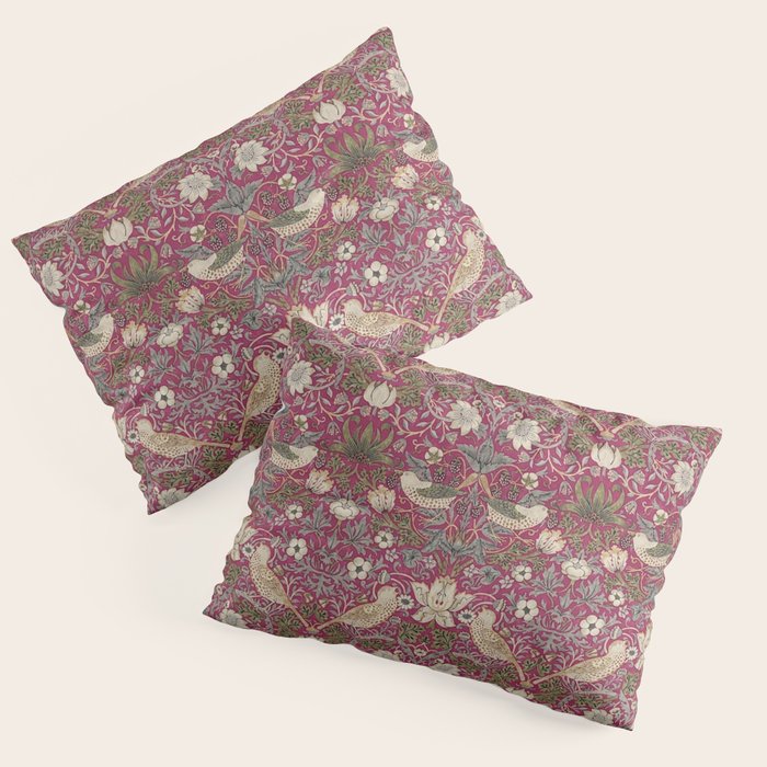 William Morris Strawberry Thief Plum Wine Pillow Sham Gallery Image 3